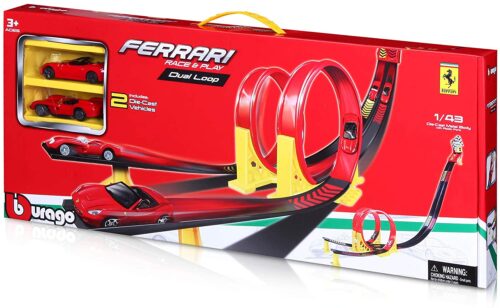 Bburago 18-31216 - Ferrari Race & Play: Dual Loop incl. 2 Voertuigen en Draagdoos, 1:43 - Modelauto